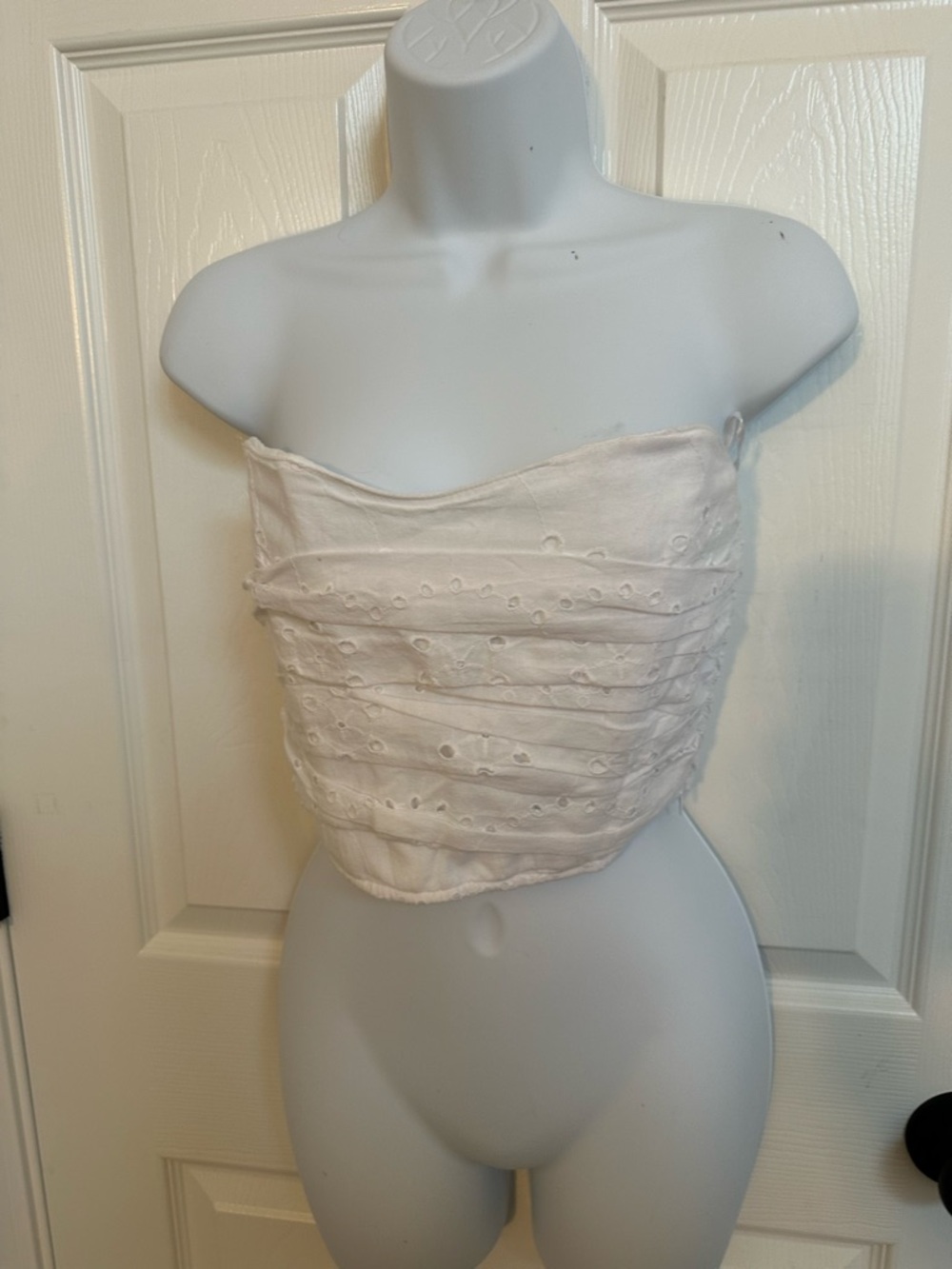 Zara White Smocked Strapless Tube Top